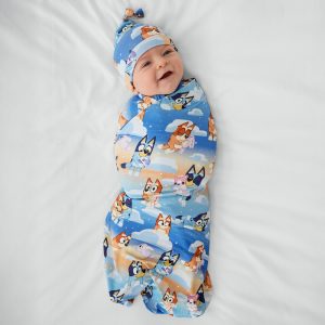 Bluey Blue Sleepytime Swaddle & Hat Set