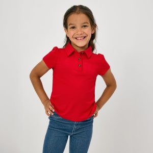 Candy Red Puff Sleeve Polo