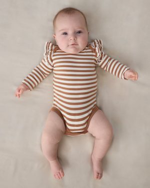 Chestnut Brown Stripe Flutter Bodysuit