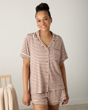 Chestnut Brown Stripe Women's Pajama Set