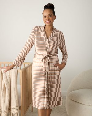 Chestnut Brown Stripe Women's Robe