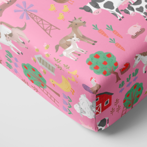 Pink Farm Fam Fitted Crib Sheet