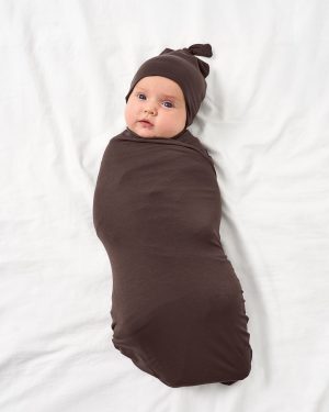 Dark Chocolate Swaddle & Hat Set