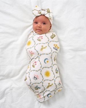 Desert Meadow Swaddle & Luxe Bow Headband Set