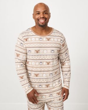 Frosty Fair Isle Men's Long Sleeve Pajama Top