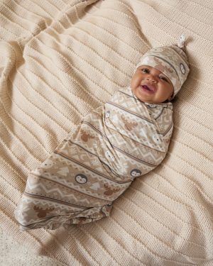 Frosty Fair Isle Swaddle & Hat Set