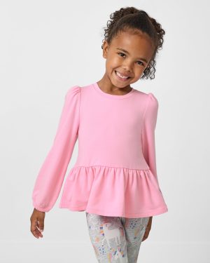 Gumball Pink Puff Sleeve Peplum Top