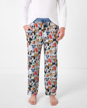 Gray Puppy Parade Men's Pajama Pants