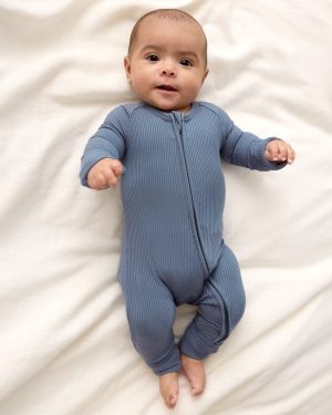 Hazy Blue Ribbed Zippy