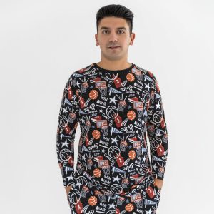 Black Slam Dunk Men's Long Sleeve Pajama Top