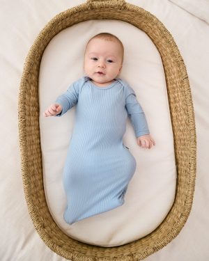 Light Fog Ribbed Infant Gown
