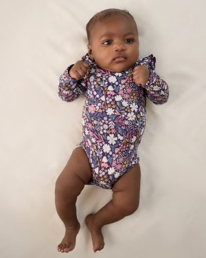 Midnight Petals Flutter Bodysuit