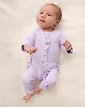 Misty Lavender Ribbed Ruffle Zippy