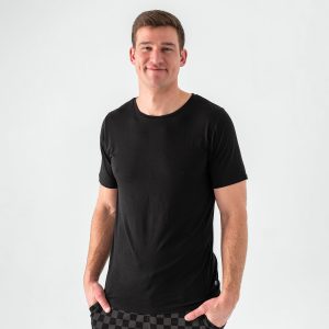 Black Men's Short Sleeve Pajama Top