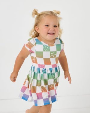 Ombre Cheery Checks Skater Dress with Bodysuit