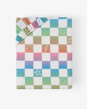 Ombre Cheery Checks Fitted Crib Sheet