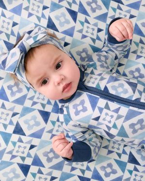 Patchwork Indigo Fitted Crib Sheet