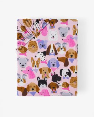 Pink Puppy Parade Fitted Crib Sheet