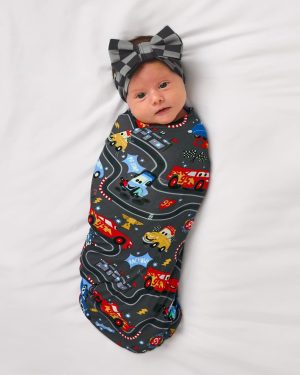Pixar Cars Piston Cup Swaddle & Luxe Bow Headband Set
