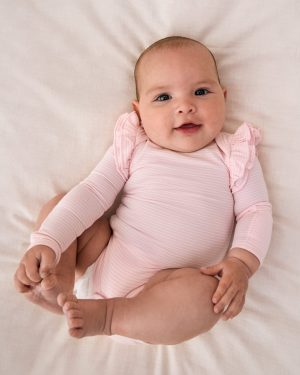 Prima Pink Stripe Flutter Bodysuit