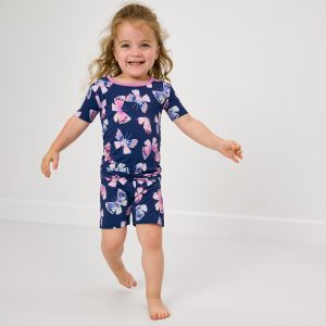 Royal Butterflies Two-Piece Short Sleeve & Shorts Pajama Set