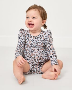 Snowy Leopard Bubble Romper