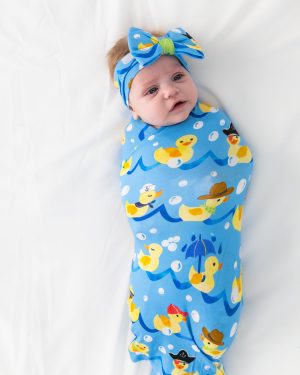 Splish Splash Swaddle & Luxe Bow Headband Set