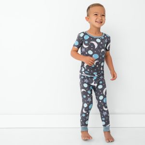 Blue To the Moon & Back Two-Piece Short Sleeve Pajama Set