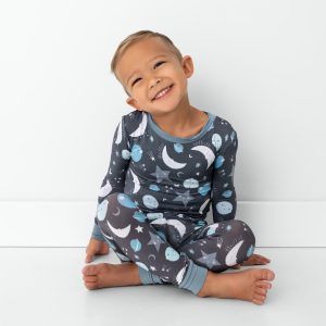 Blue To the Moon & Back Two-Piece Pajama Set