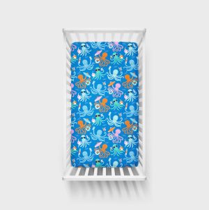 Octopus Party Fitted Crib Sheet