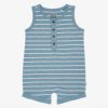 Heather Dusk Blue Stripes Henley Romper