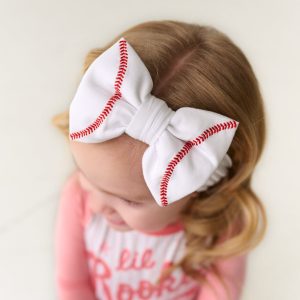 Embroidered Baseball Luxe Bow Headband