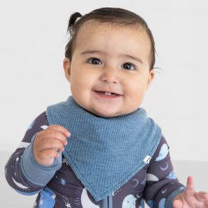 Heather Blue Ribbed Bandana Bib