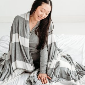 Heather Gray Wide Stripe Oversized Cloud Blanket?
