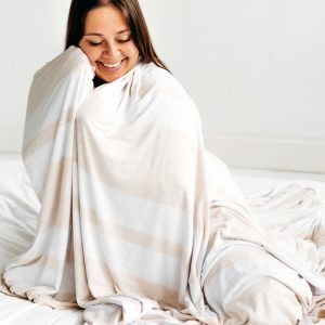 Heather Oatmeal Stripe Oversized Cloud Blanket?