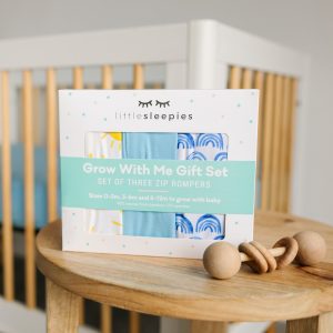 Blue Rainbows. Sky Blue & Sunshine Zippy Grow With Me Three Pack Gift Box